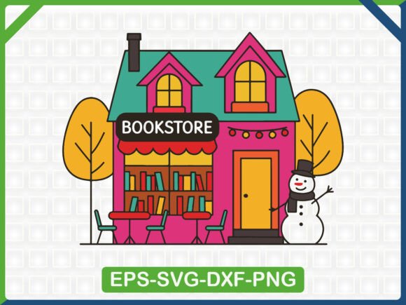 Colorful Bookstore Christmas SVG Graphics