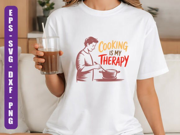Cooking is My Therapy Kitchen SVG: Graphics & T-Shirt Designs
