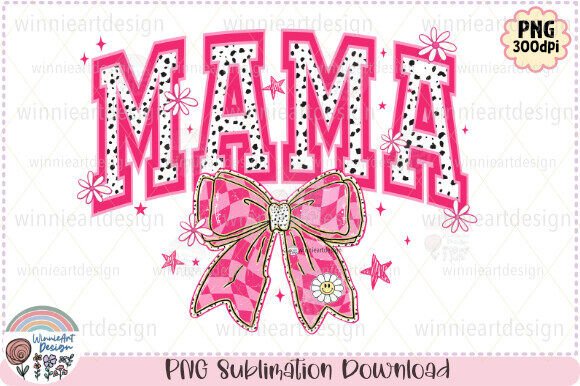 Coquette Mama Pink Bow Retro Spring PNG for T-Shirt Designs & Graphics