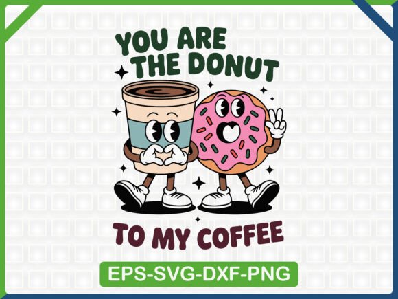 Cute Donut and Coffee Couple SVG Graphics & T-Shirt Designs