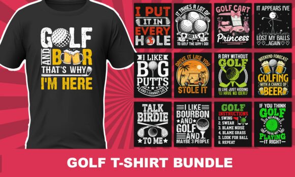 Funny Golf and Beer T-Shirt Bundle: Graphics for Lighthearted T-Shirt Designs