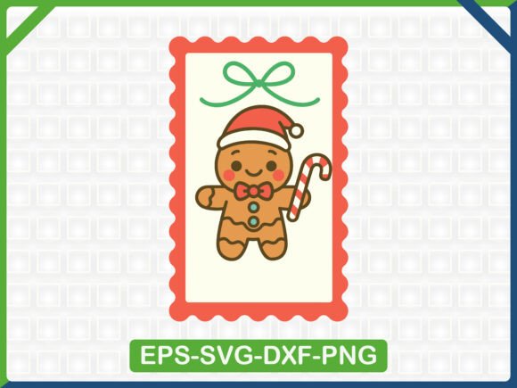 Gingerbread Man Candy Cane Frame: Graphics & T-Shirt Designs