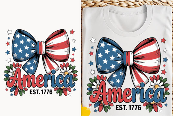 Patriotic America Bow Illustration: Graphics for T-Shirt Designs