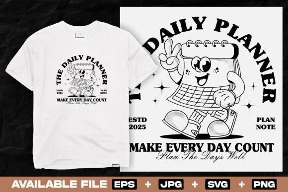 Retro Cartoon Calendar Character Design: Graphics & T-Shirt Designs