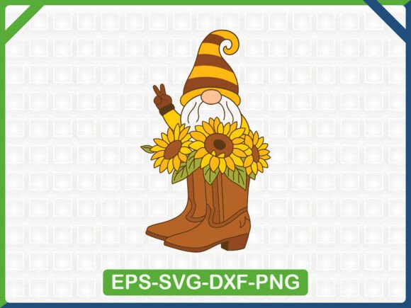 Sunflower Boots Gnome SVG: Graphics for T-Shirt Designs